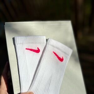 Neon pink rhinestone Nike socks